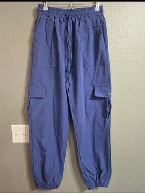 MISSLOOK Blue Baggy Track Joggers Size Medium